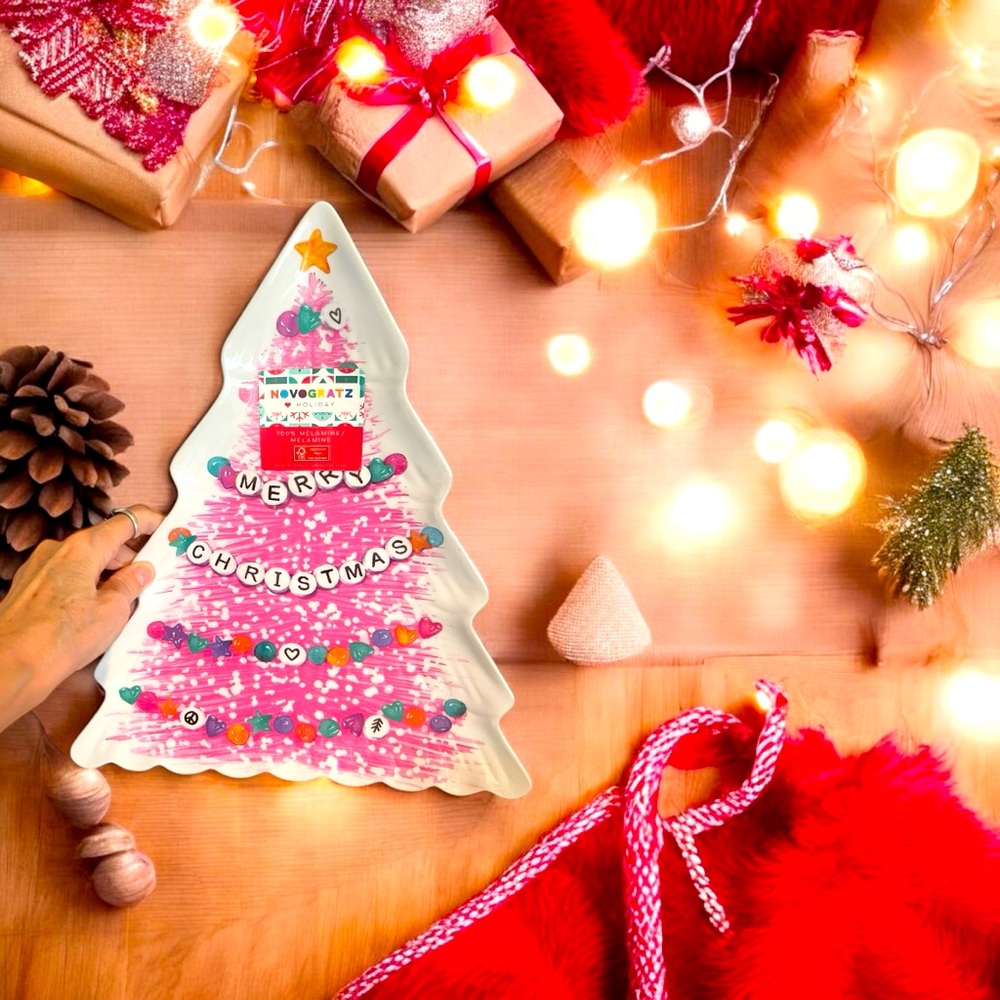 Pink tree serving tray